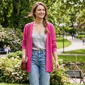 Miracle Vibrant Pink Long Cardigan Sweater